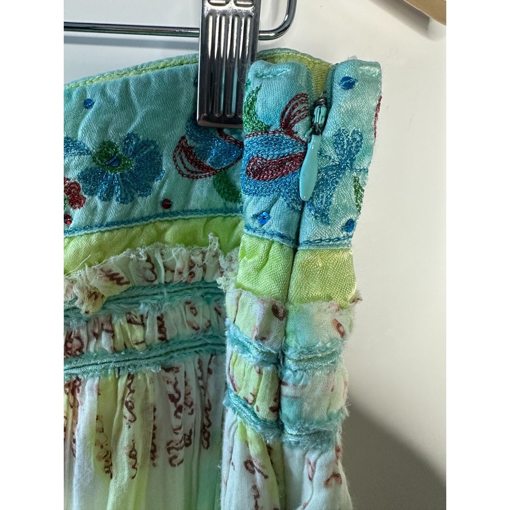 Y2K Chaudry KC Floral Embroidered Sequin Midi Skirt Fairy Ethereal Whimsical - Picture 5 of 13